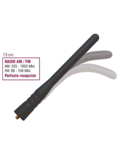 Antena auto de goma flexible corta de 13cm con tornillos de 5 y 6 mm - 79952 - Universal