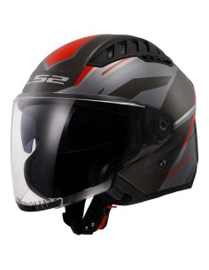 Casco LS2 OF600 Copter Diston Gris, Rojo - 174889 - LS2