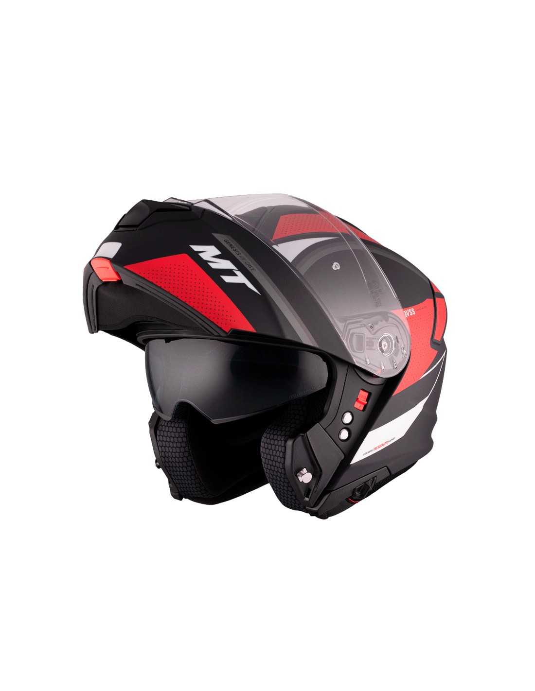 Casco MT Modular Genesis Cave Rojo Mate, Negro Al