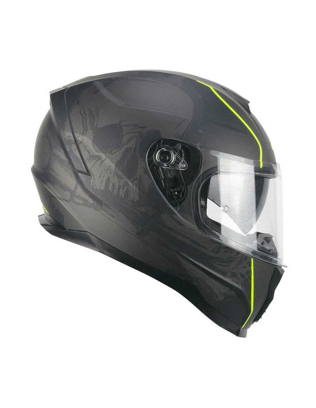Casco CGM Integral 321S Atom Skull Negro Mate, Amarillo