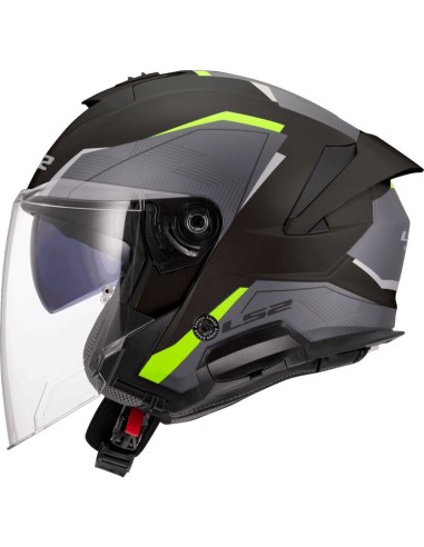 Casco LS2 Jet OF618 Verso II Air Negro Mate, Amarillo