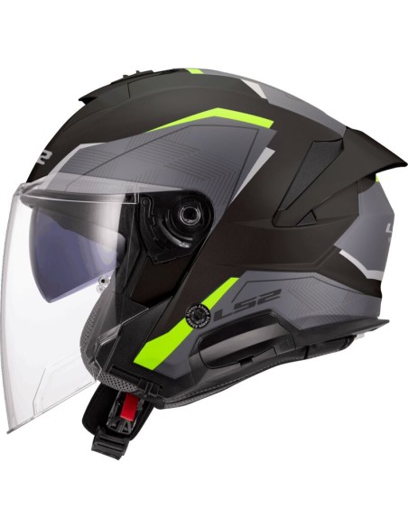 Casco LS2 Jet OF618 Verso II Air Negro Mate, Amarillo