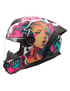 Casco LS2 Integral FF820 Rapid III Cyberg Rosa Mate-Blanco