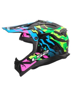 Casco LS2 Motocross MX708 Fast II Grotesk Negro, Verde-Amarillo