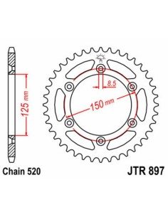Corona de acero JT Sprockets 897 - 520 con 38 dientes 1075527001