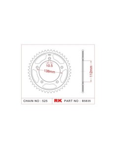 Corona de acero RK de 45 dientes B5835-45NC0
