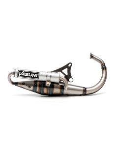 Escape homologado Yasuni Modelo Vertical Z para Yamaha BWS, Aprilia SR y MBK Booster en color Aluminio