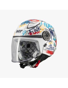 Casco MT infantil of514 lite crew blanco, azul, rojo